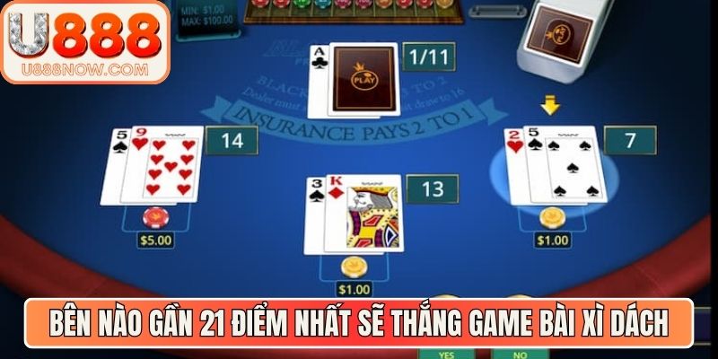 Bên nào gần 21 điểm nhất sẽ thắng game bài xì dách