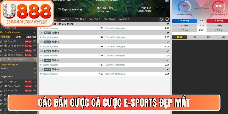 Các bàn cược cá cược e-sports đẹp mắt